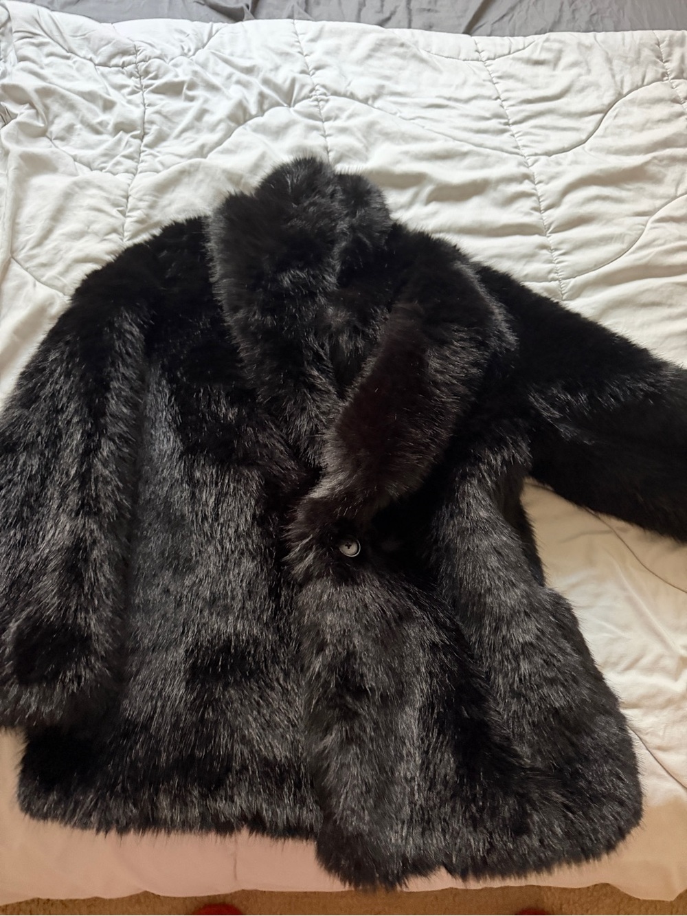 Mango Black Faux Fur Pea Coat